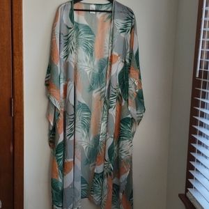 Palm 🌴 leaves kimono cover-up Sz L